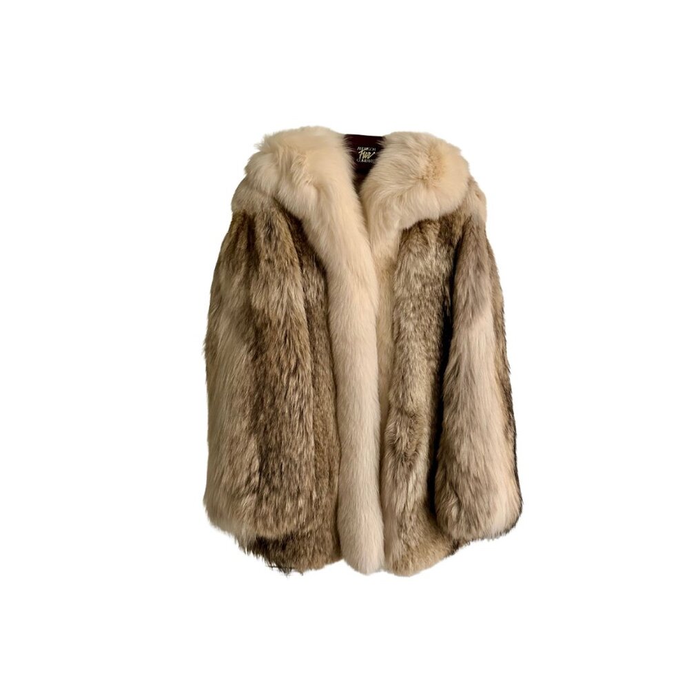 Genuine Coyote Fur Coat with Fox Trim | Vintage  – Med – Gorgeous Plush & Soft